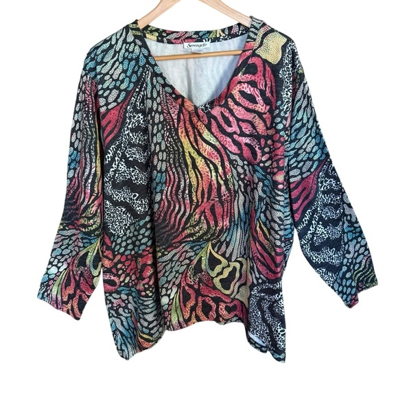 Serengeti Women's V Neck Tropical Nautical Size 3 Tunic Beach Hawaiian vibrant - Picture 1 of 13